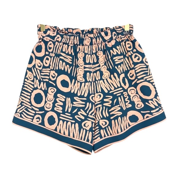 Cleobella Pants - CLEOBELLA Kayin Paperbag Pull-On Shorts ISLA BLUE & LIGHT PINK Linen/Cotton SZ S